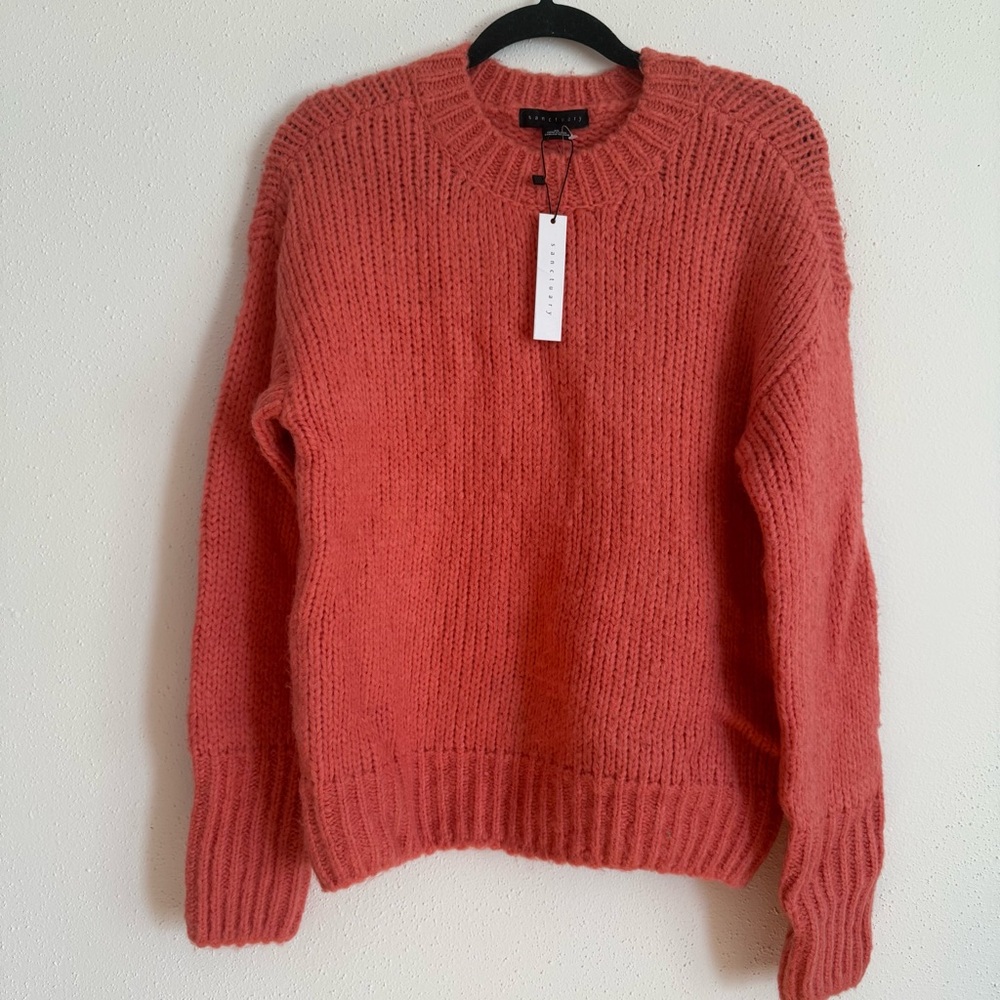 Sanctuary Pink Long Sleeve Telluride Oversized Crew Neck Sweater Size XS NWT